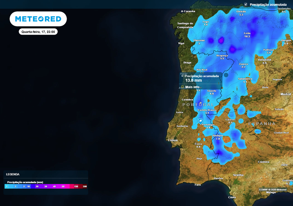 Esta tarde a atividade elétrica irá concentrar-se, tendencialmente, no interior Norte e Centro de Portugal continental. Os aguaceiros, pontualmente fortes, poderão ser acompanhados de trovoada e surgir sob a forma de granizo.