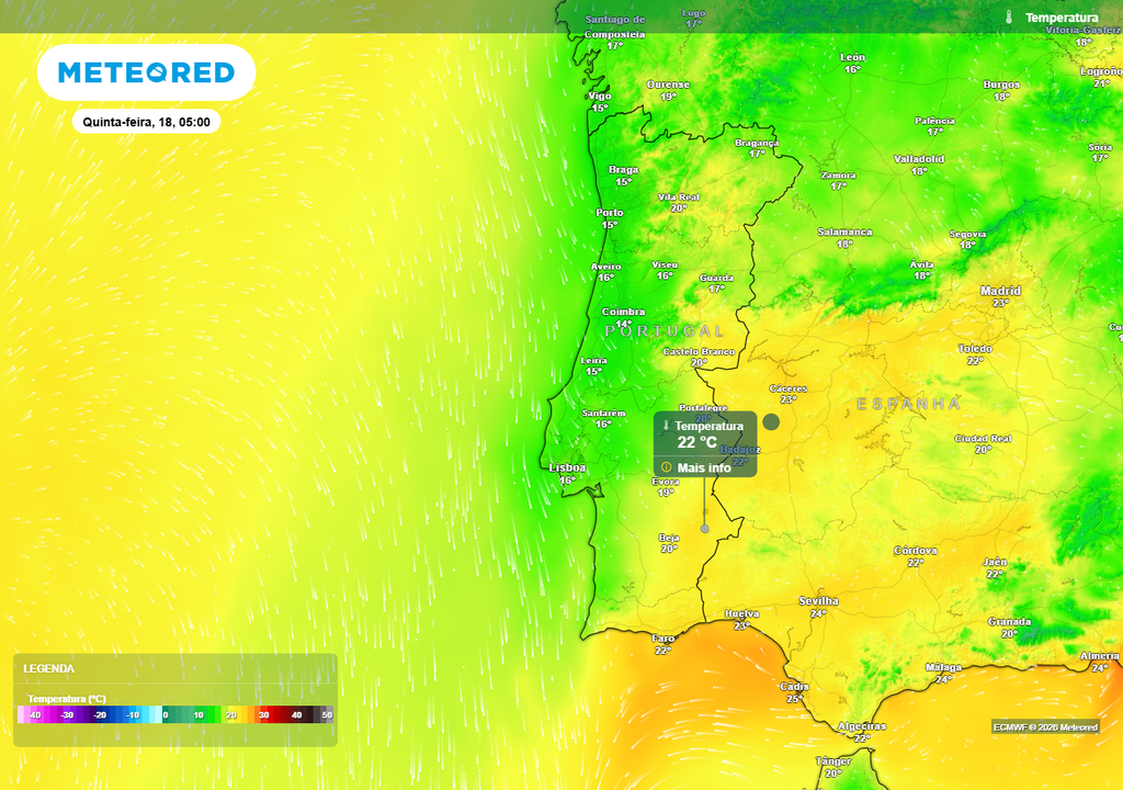 A próxima noite será tropical em diversas zonas do interior Centro e Sul, Algarve, e nalgumas zonas do interior Norte (temperatura noturna igual ou superior a 20 ºC).