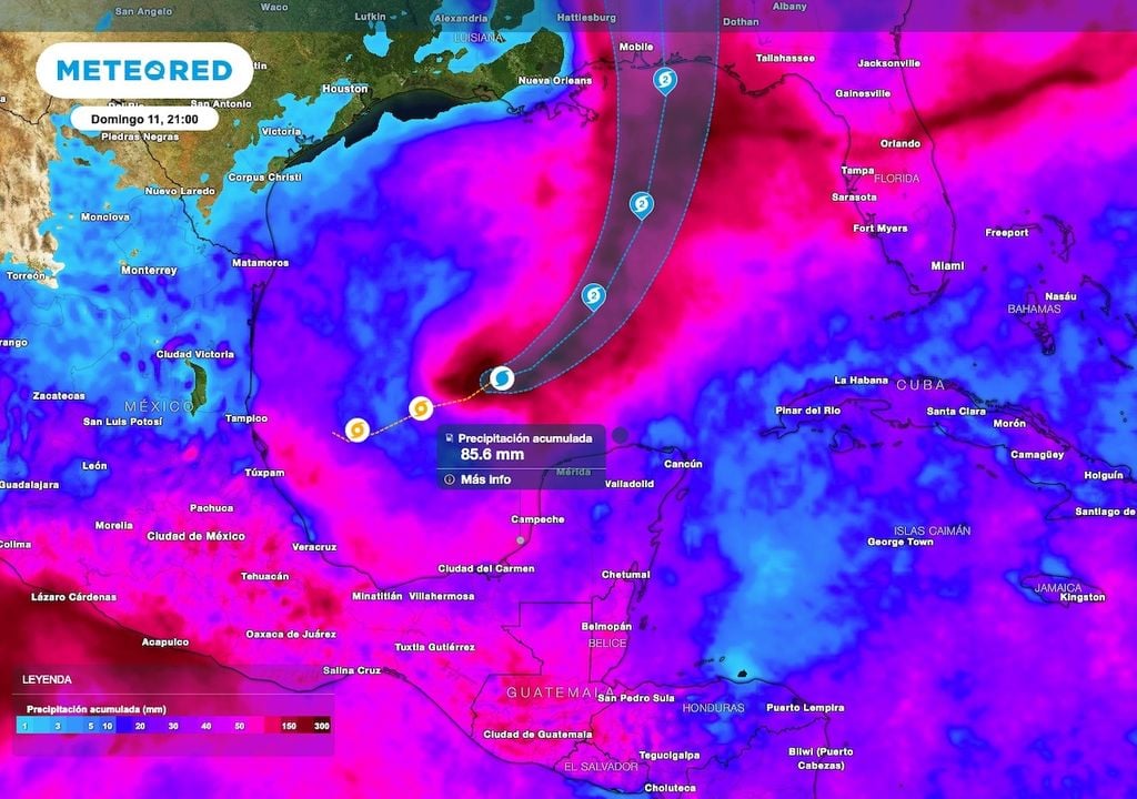 Los acumulados de lluvias más importantes serán al Oriente, Sur y Sureste del territorio mexicano, debido a la presencia de Isaias en el Golfo de México.