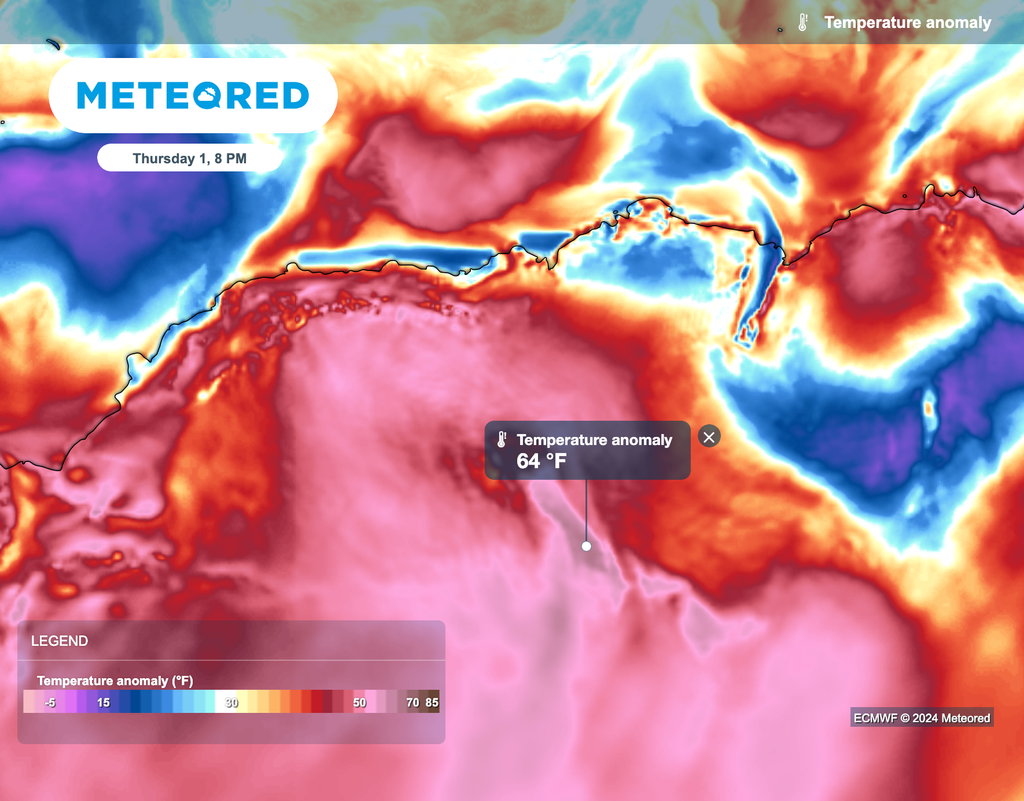 anomalías de temperatura sobre la Antártica