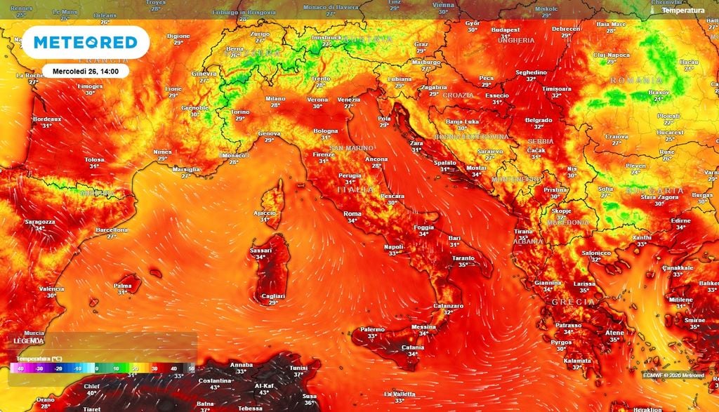Caldo in attenuazione specialmente al Nord Il caldo continuerà al Sud Italia con punte oltre i 35°C