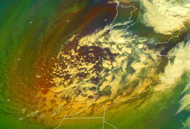 Jamás Vi Una Cosa Igual: Una Borrasca "colosal" Detalle de la descarga postfrontal fría. Fuente: EUMETSAT