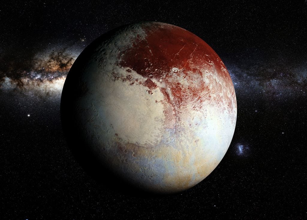 El planeta enano Plutón y las estrellas de la Vía Láctea El planeta enano Plutón y las estrellas de la Vía Láctea