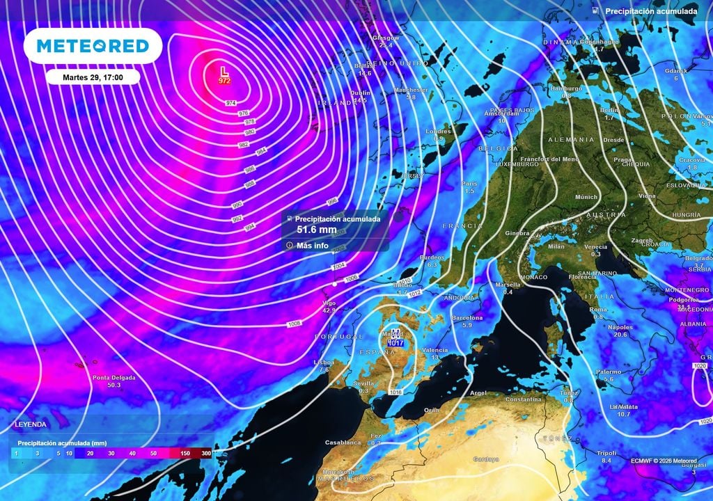 La borrasca, probablemente la primera de alto impacto de la temporada, inestabilizará la atmósfera sobre España y dejará precipitaciones en amplias zonas.