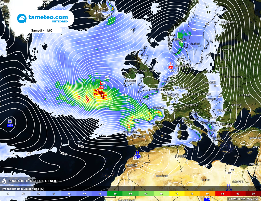 Une importante dépression par son étendue va apporter de forts vents sur quasiment tout le pays d'ici le week-end prochain.