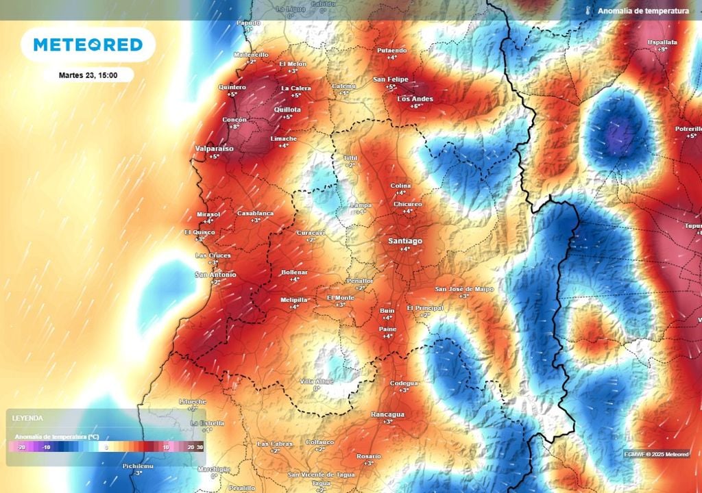 mapa de anomalía de temperatura