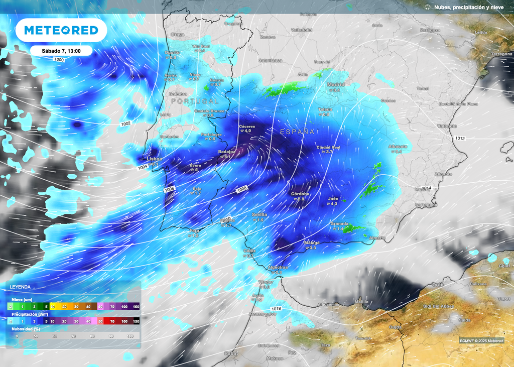En la jornada del sábado las lluvias intensas irrumpirán de nuevo por el suroeste.