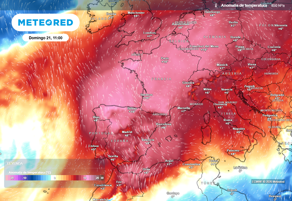 La masa de aire extremadamente cálida para la época no solo afectará a España, sino a gran parte de Europa, donde pueden caer unos cuantos récords: la ola de calor puede ser extraordinaria en Francia.
