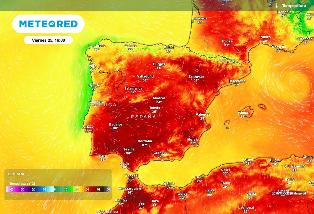Mañana las temperaturas seguirán siendo muy elevadas en amplias zonas de la Península, más propias de plena canícula.