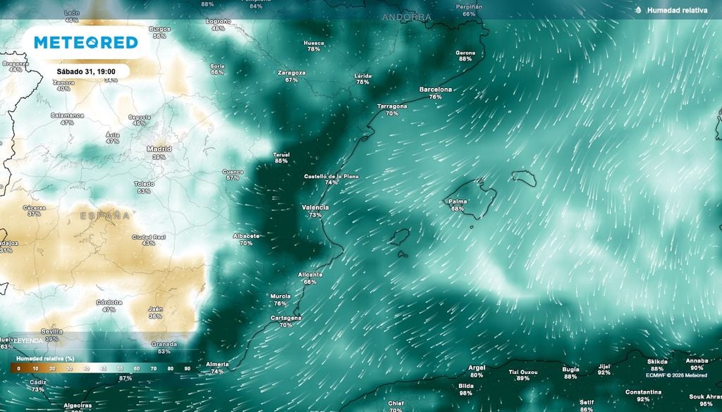 Mañana y el sábado el viento soplará de componente noreste, inyetando bastante humedad en Baleares y el este peninsular.
