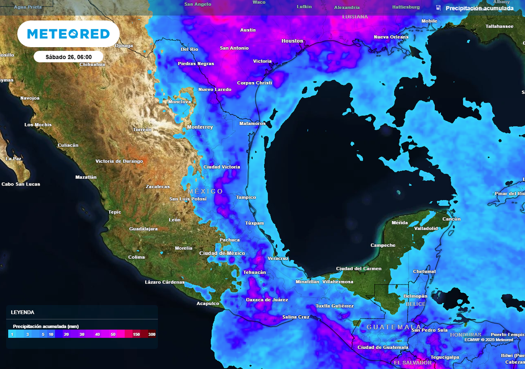 Pronóstico de lluvias acumuladas en milímetros