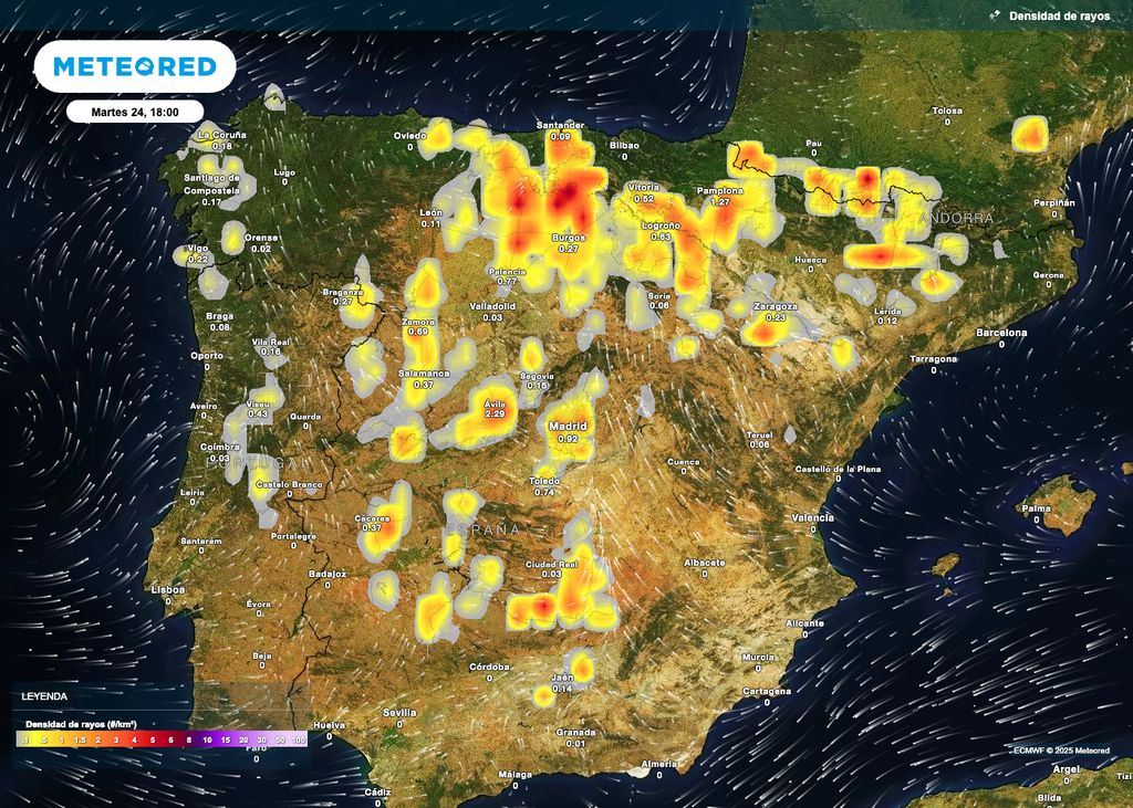 Rayos previstos Rayos previstos