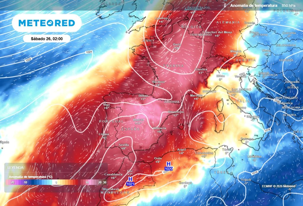 Las altas temperaturas asociadas a una dorsal de aire extremadamente cálido para la época del año, se extienden por la mayor parte de España, desde Canarias hasta algunas zonas del norte peninsular.