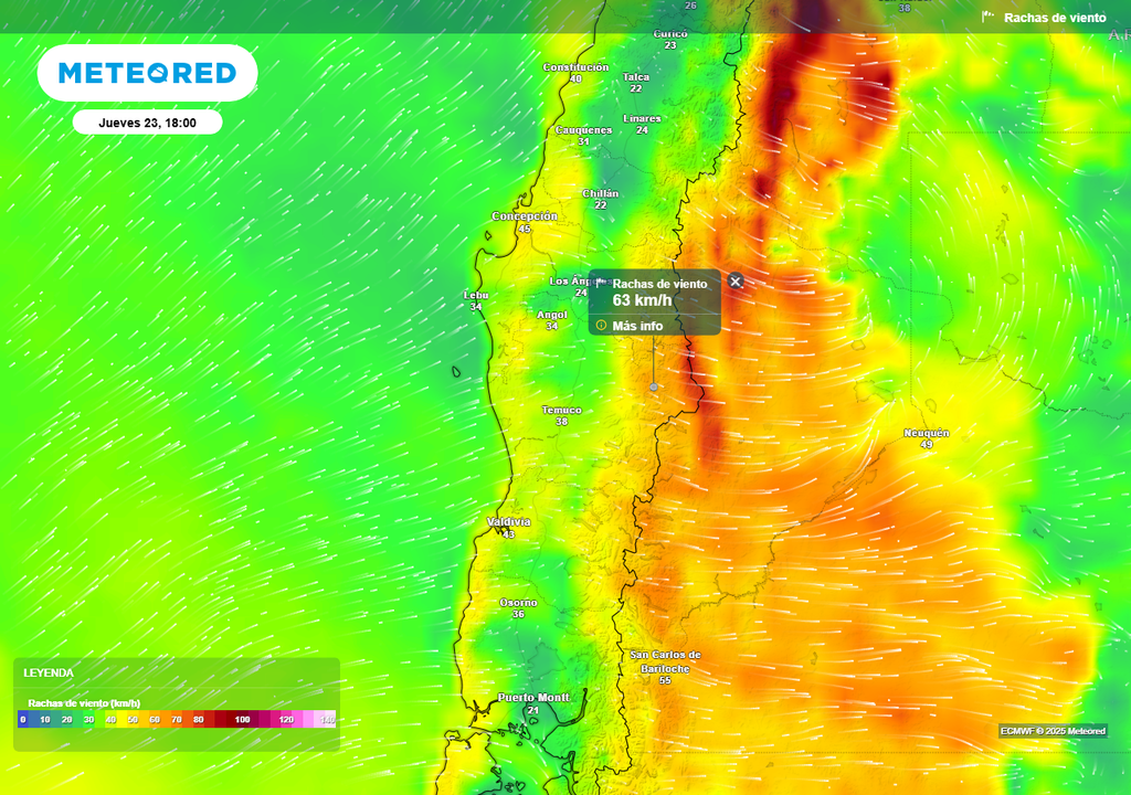 Jueves (23) con fuertes rachas de viento en Chile centro sur, Meteored Jueves (23) con fuertes rachas de viento en Chile centro sur, Meteored