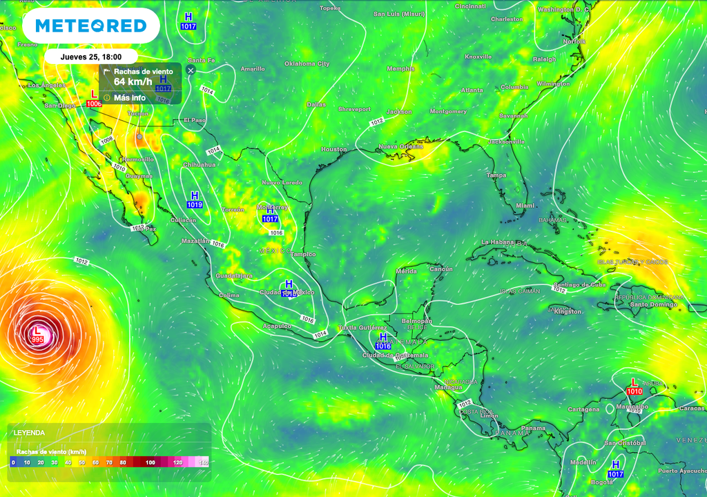 Rachas de viento jueves