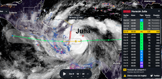 Julia es huracán de categoría 1 y se dirige a las costas de América Central