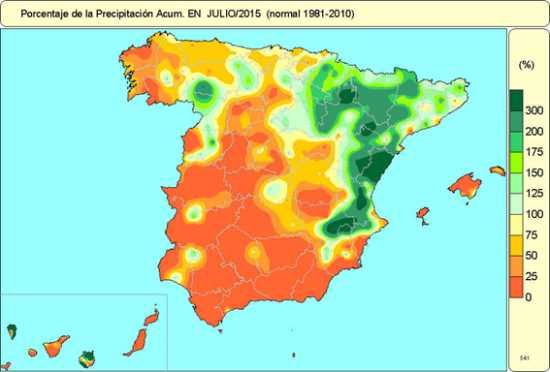 Julio 2015, Extremadamente Cálido Y Normal En Precipitaciones Precipitación julio 2015