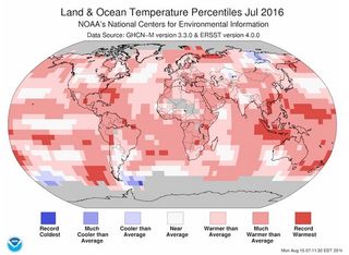 Julio 2016: el más cálido en los registros globales de la NOAA