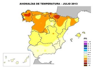 Julio de 2013, muy cálido y normal en precipitaciones