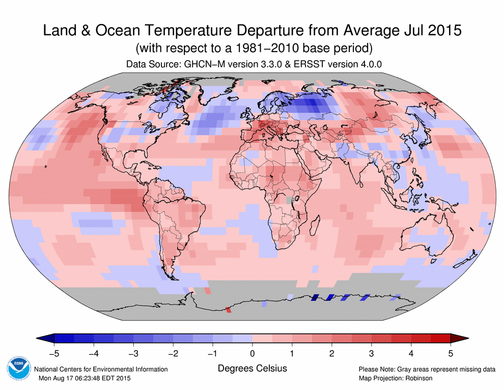 Julio De 2015 El Más Cálido A Nivel Global, Según Noaa