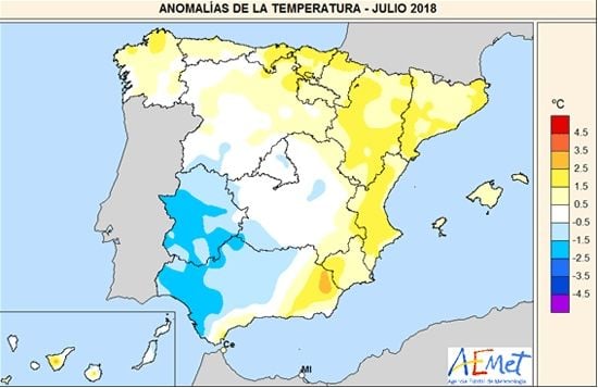 Foto 1: Anomalías Temperaturas de julio