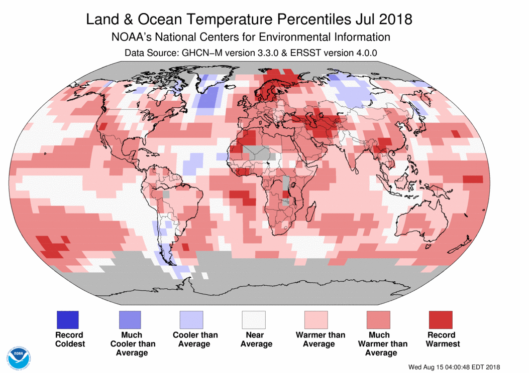 Julio De 2018 Fue El 4 ° Julio Más Cálido Registrado En El Mundo, Según Noaa Julio De 2018 Fue El 4 ° Julio Más Cálido Registrado En El Mundo, Según Noaa