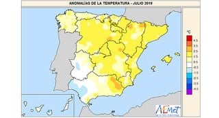 Julio de 2019 en España: muy cálido según AEMET