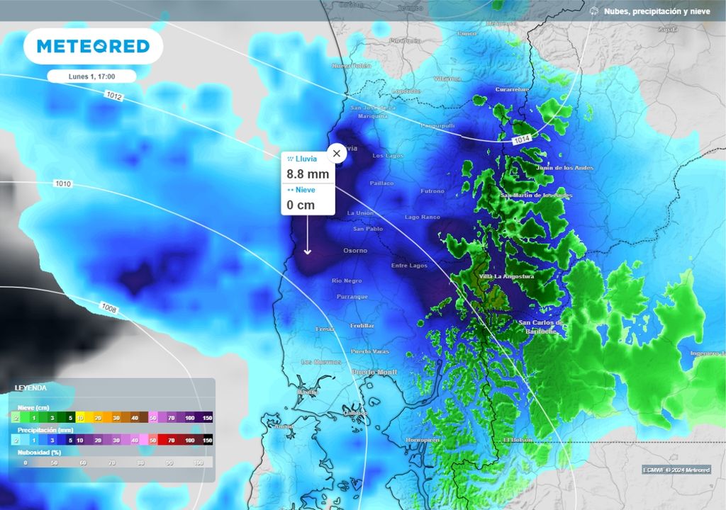 precipitaciones horaria prevista por el modelo del ECMWF precipitaciones horaria prevista por el modelo del ECMWF