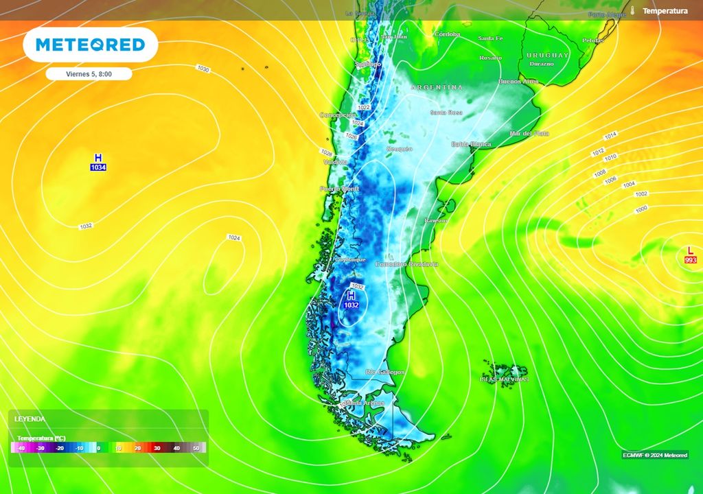 mapa de temperaturas previstas según el modelo ECMWF mapa de temperaturas previstas según el modelo ECMWF