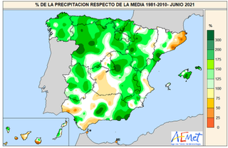 Junio 2021 en España: muy húmedo y normal en temperatura