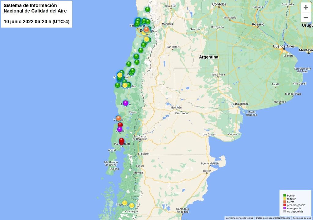 Niveles de Calidad del Aire en Chile; SINCA Niveles de Calidad del Aire en Chile; SINCA