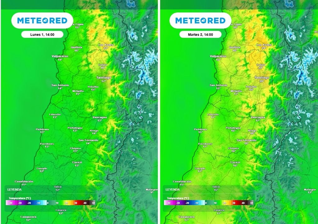"El día martes será una jornada especialmente cálida en el centro-norte, donde las temperaturas en los valles interiores superarían con facilidad los 20 °C.