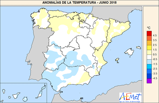 Junio en España: muy húmedo y con temperaturas normales