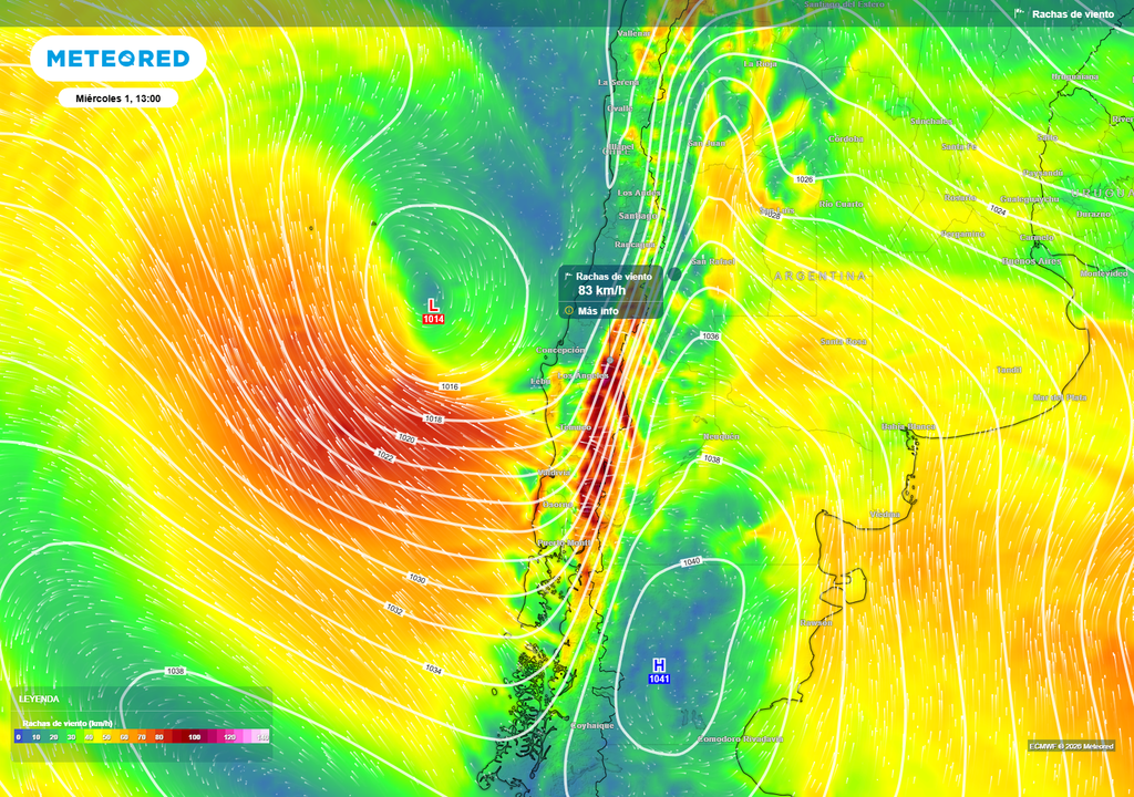 El viento Puelche se intensificará durante el miércoles en sectores del centro-sur, con rachas que podrían superar los 80 km/h. El flujo del este cruzará la cordillera y aumentará la sensación de frío en valles, precordillera y zonas costeras.