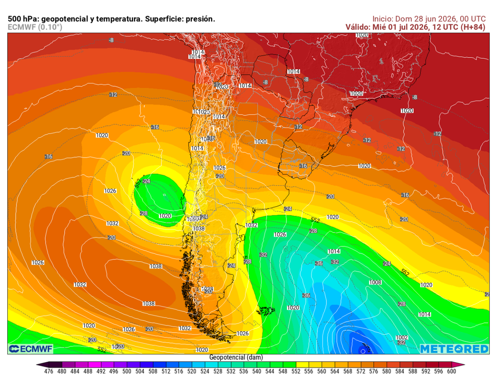 Baja segregada frente al centro-sur de Chile podría aumentar la inestabilidad, nubosidad, viento y posibles precipitaciones desde mediados de semana.