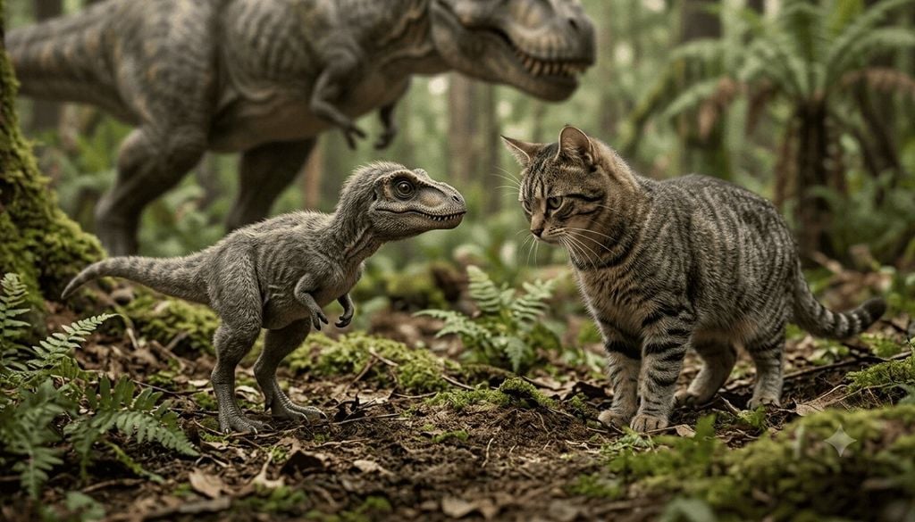 Fósseis raríssimos revelam que filhotes de T. rex eram do tamanho de um gato e sugerem uma estratégia reprodutiva inesperada. - Imagem gerada por inteligência artificial – Gemini/Olhar Digital Fósseis raríssimos revelam que filhotes de T. rex eram do tamanho de um gato e sugerem uma estratégia reprodutiva inesperada. Imagem gerada por inteligência artificial. Crédito: Gemini/Olhar Digital