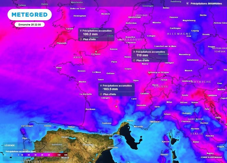 Jusqu'&agrave; 100 mm d'ici dimanche : nouvelles pluies abondantes en France, d&eacute;couvrez les r&eacute;gions concern&eacute;es