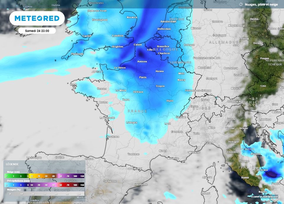 Des pluies copieuses arroseront toutes les régions du nord en journée du samedi 24 octobre