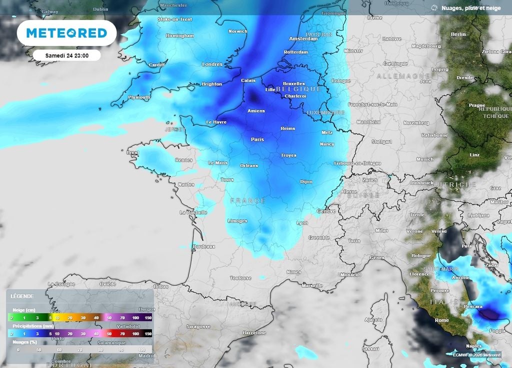 Des pluies copieuses arroseront toutes les régions du nord en journée du samedi 24 octobre