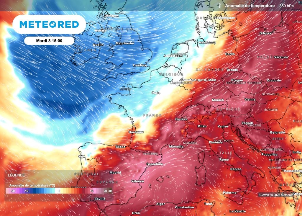 L'air frais issu du nord de l'Atlantique gagnera le nord-ouest de la France le mardi 8 septembre