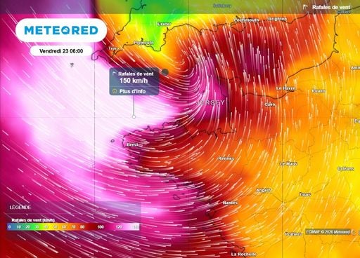 Jusqu'&agrave; 150km/h : d&eacute;couvrez les r&eacute;gions les plus touch&eacute;es par la temp&ecirc;te Austen dans les prochaines heures
