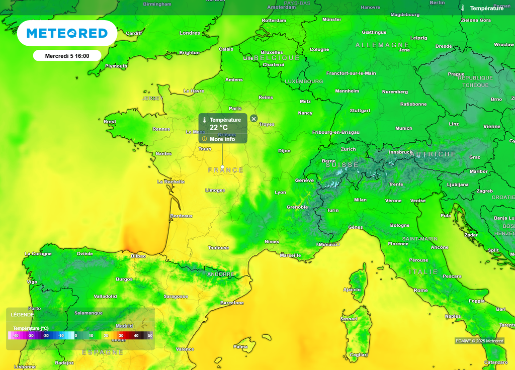 Températures mercredi après-midi Températures mercredi après-midi