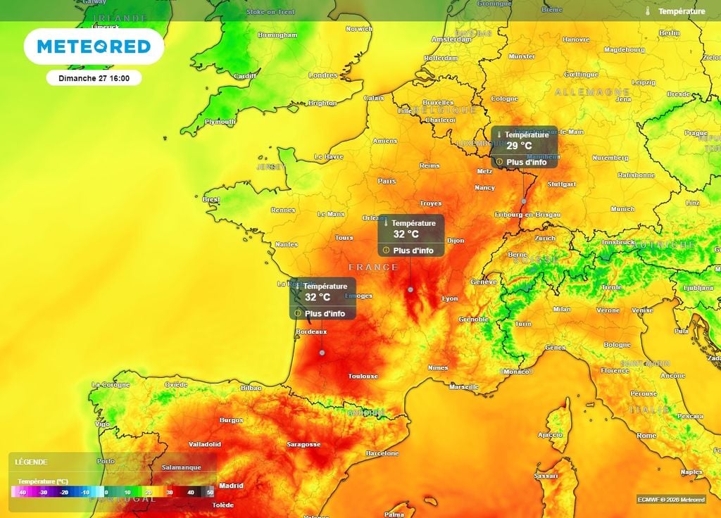 Les 30°C seront dépassés dans le sud-ouest et le centre de la France le dimanche 27 septembre Les 30°C seront dépassés dans le sud-ouest et le centre de la France le dimanche 27 septembre