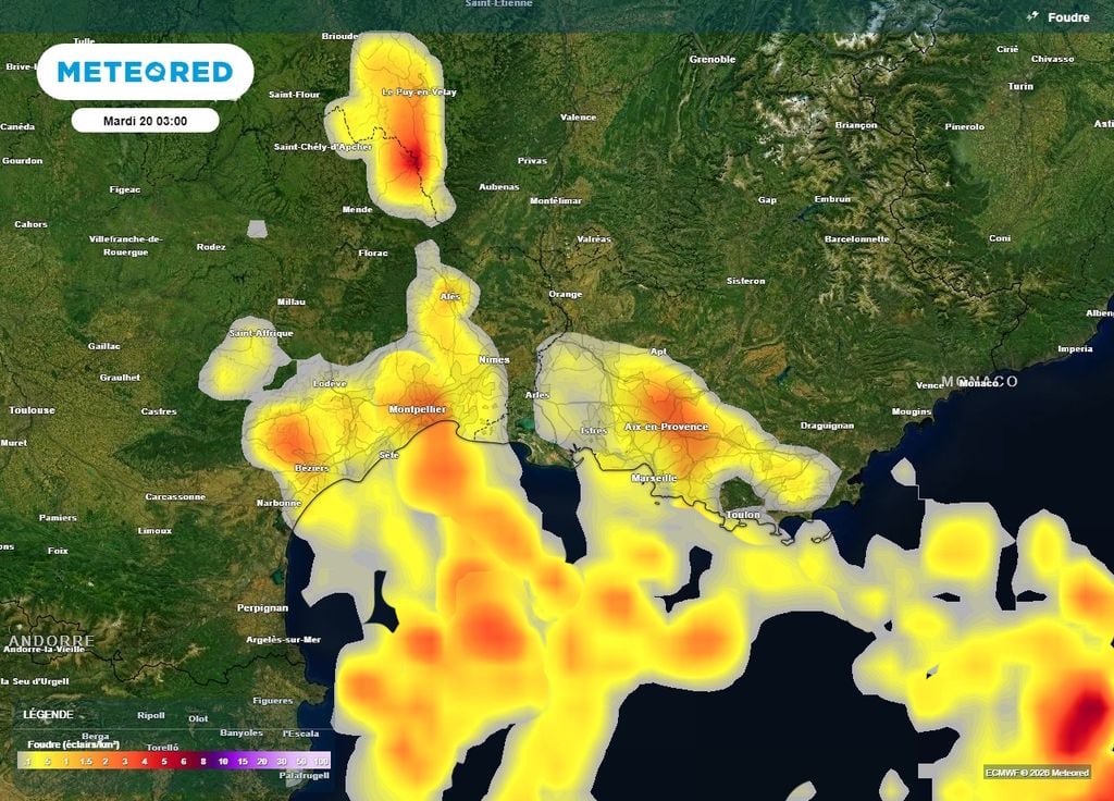 Des orages parfois diluviens pourront se produire près de la Méditerranée jusqu'à mardi Des orages parfois diluviens pourront se produire près de la Méditerranée jusqu'à mardi