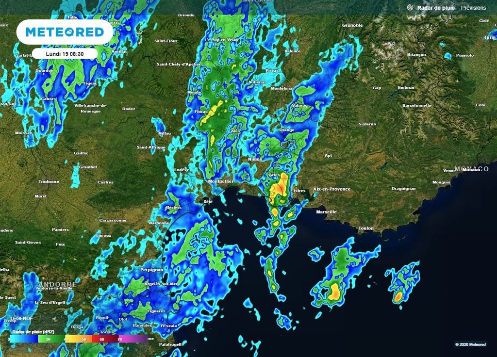 Les fortes pluies orageuses débutent sur le Languedoc ce lundi matin et vont s'intensifier en journée Les fortes pluies orageuses débutent sur le Languedoc ce lundi matin et vont s'intensifier en journée