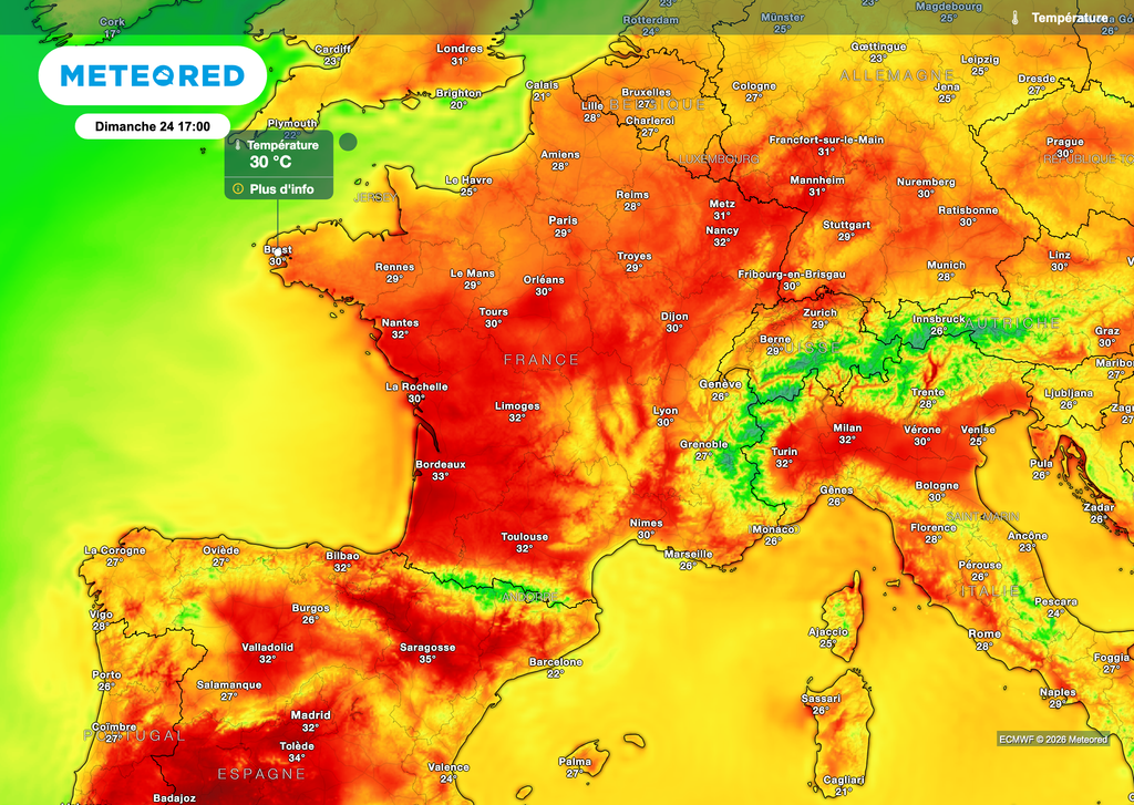 30°C prévus demain dimanche sur Brest ! 30°C prévus demain dimanche sur Brest !