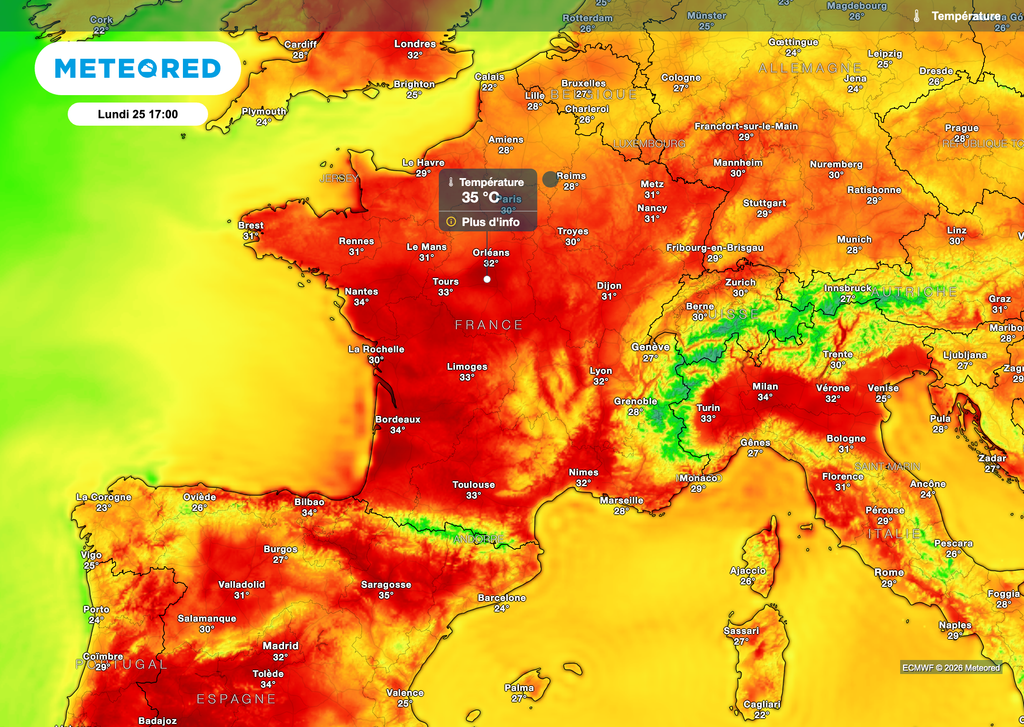 D'ici lundi, les 30°C seront encore plus facilement dépassés sur la moitié nord ! D'ici lundi, les 30°C seront encore plus facilement dépassés sur la moitié nord !