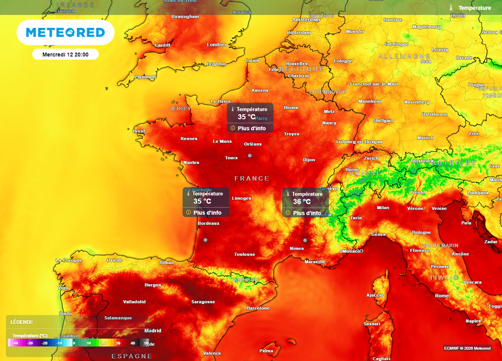Les températures atteindront encore les 35°C dans plusieurs régions durant l'éclipse Les températures atteindront encore les 35°C dans plusieurs régions durant l'éclipse