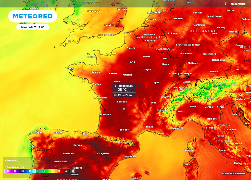 Il fera déjà 35 à 40°C sur la majeure partie de la France le mercredi 29 juillet Il fera déjà 35 à 40°C sur la majeure partie de la France le mercredi 29 juillet
