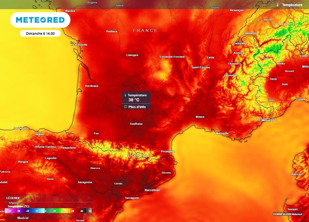 Toulouse pourrait enregistrer 38°C le dimanche 6 septembre, du jamais vu à cette saison Toulouse pourrait enregistrer 38°C le dimanche 6 septembre, du jamais vu à cette saison